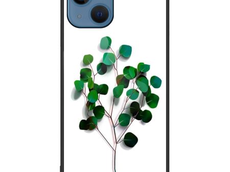 iPhone 14 Plus Plastik Cover m. Glasbagside - Grønne Blade Online now