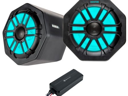 Pair Memphis Audio GEN65FE 75w RMS Speakers+Pods+Amp For 2016+ Polaris General Hot on Sale