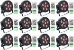 (12) Rockville BATTERY PAR 61 Rechargeable RGBWA+UV DMX DJ Wash Lights+Remotes Cheap