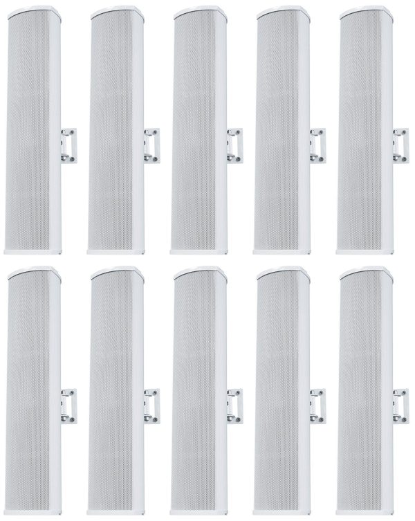 10) Rockville WET ARRAY 4 White Line Array Speakers For church School Auditorium Fashion