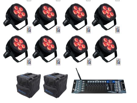 (12) Rockville BEST PAR H2O Water Resistant Lights+Bags+Wireless DMX Controller Sale