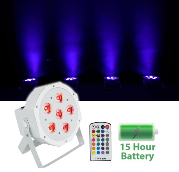 (12) Rockville BATTERY PAR 6RF White Rechargeable Wireless DMX Lights+RF Remotes Fashion