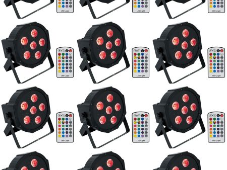 (12) Rockville BATTERY PAR 6RF Rechargeable RGBWA+UV Wireless DMX Lights+Remotes For Sale