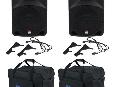 (2) Rockville RPG10 10  Powered 1200w DJ PA Speakers+Carry Bags For Discount