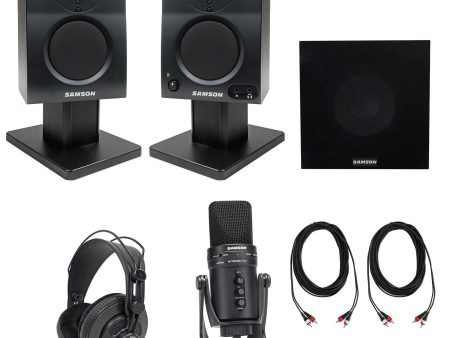 Pair Samson BT3 3  Studio Monitors w Bluetooth+Stands+Sub+Headphones+G-Track Mic For Cheap