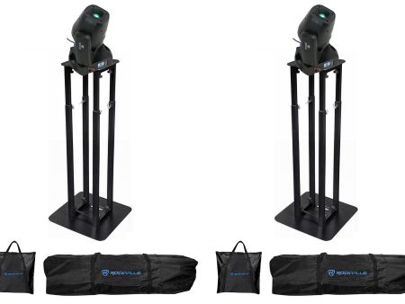 (2) Rockville ROCK SPOT 260W DJ Moving Head Spot Lights+8 ft. Black Totem Stands Supply