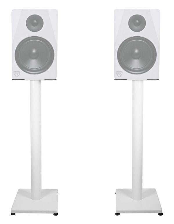 Pair Rockville RS29W 29 inches Steel Bookshelf Speaker Studio Monitor Stands - White Online now