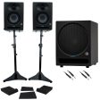 2) Presonus Eris Studio 4 Powered Active 4  Studio Monitors+Stands+10  Subwoofer Discount