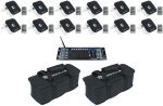 12) Rockville Mini RF1 V2 RGBWA+UV DMX DJ Party Wash Lights+DMX Controller+Bag For Discount