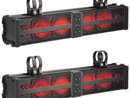 2 Rockville XBAR-24 24 ATV UTV Soundbar Bluetooth Speaker Systems w LED+Wire Kit Online Hot Sale