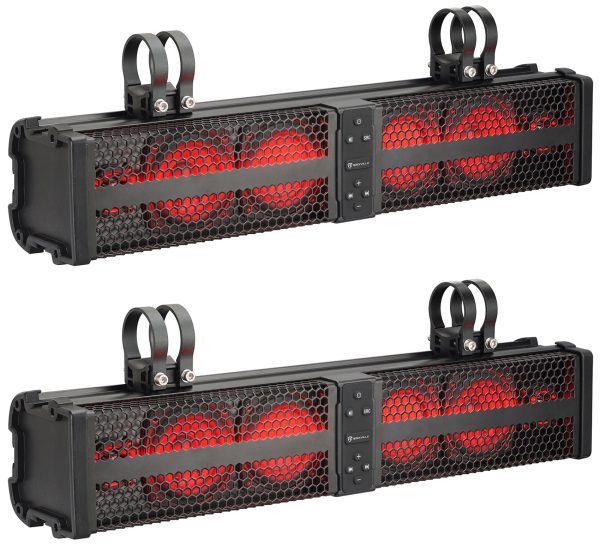 2 Rockville XBAR-24 24 ATV UTV Soundbar Bluetooth Speaker Systems w LED+Wire Kit Online Hot Sale