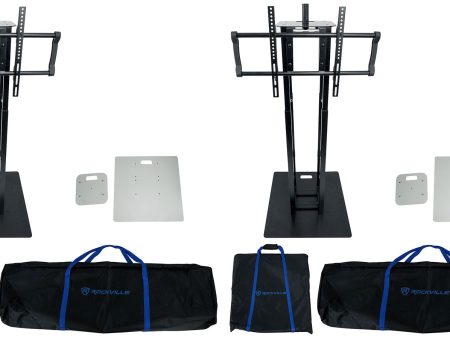 (2) Rockville RTP33-TV Black or White Totem DJ Speaker Lighting Stands+TV Mounts For Sale