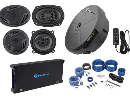 2) Rockville 6x9 +2) 5.25  Car Speakers+Amplifier+Powered Hidden Spare Tire Sub Online