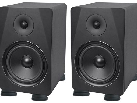 (2) Rockville DPM8B 8  Powered Studio Monitor Speakers + Isolation Feet Pads Supply