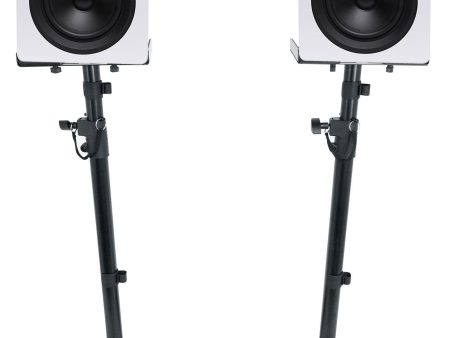 (2) Rockville DPM5W 5.25 inch 150W Powered Studio Monitor Speakers and Adjustable Stands For Sale