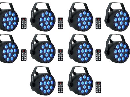 10 Rockville RockPAR TRI LED RGB Compact Par Can DJ DMX Wash Lights+Remote Black Supply