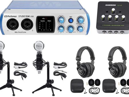 PRESONUS 2-Person Podcasting Podcast Recording Kit w Mics+Headphones+(2) Tripods Online Hot Sale