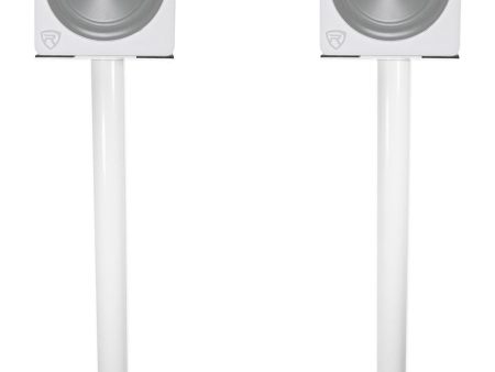 Pair Rockville RS37W 37  Steel Bookshelf Speaker Studio Monitor Stands in White For Discount