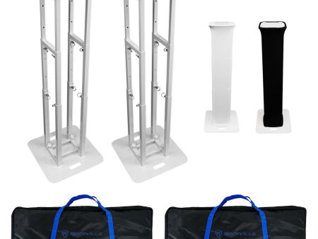 2 Rockville RTP-GO Portable Collapsible DJ Totem Light Speaker Stands+Bags+Scrim Supply