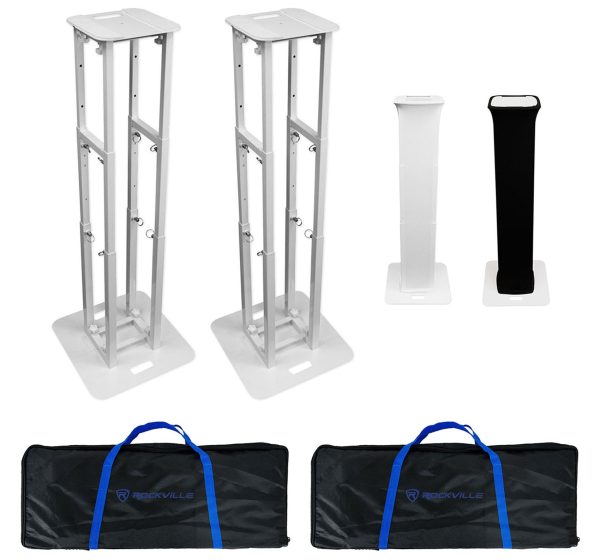 2 Rockville RTP-GO Portable Collapsible DJ Totem Light Speaker Stands+Bags+Scrim Supply