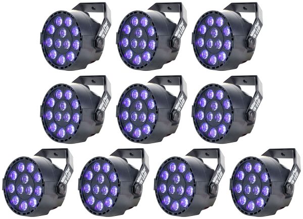 (10) Eliminator Mini Par UV LED DMX Par Blacklights For DJ Stage Clubs Bars ADJ Discount