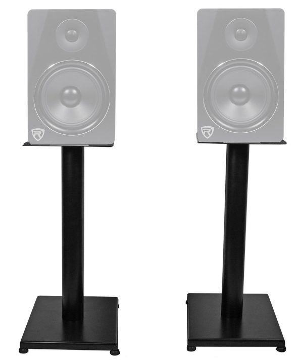 Pair Rockville RS21B 21 inch Steel Bookshelf Speaker Studio Monitor Stands - Black Sale