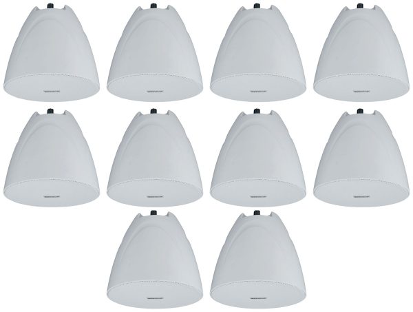 10) Rockville PEN-525T White 5.25  70V Hanging Pendant Speakers 4 Restaurant Bar Fashion