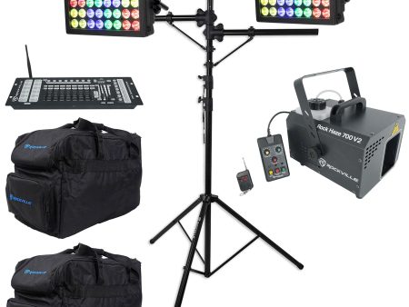 (2) American DJ Encore LP32 IP Wireless DMX Blinder Lights+Controller+Hazer+Bags For Sale