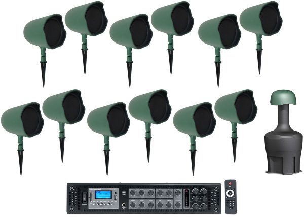 (12) JBL GSF6-GN 6.5  Landscape Ground Stake 70v Commercial Speakers+12  Sub+Amp Online Hot Sale