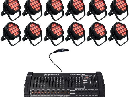 (12) Rockville WET PAR PRO Indoor Outdoor Par Can Wash Up Lights+DMX Controller on Sale