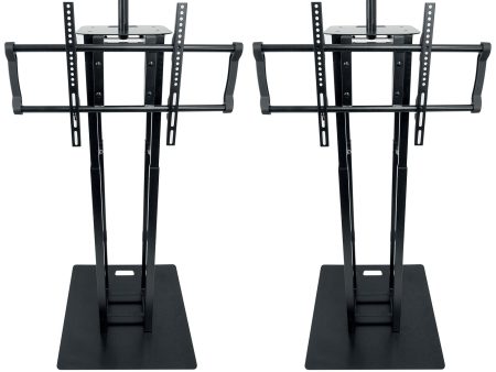 2) Rockville RTP33-TV Black Totem DJ Speaker Lighting Stands+Detachable TV Mount Fashion