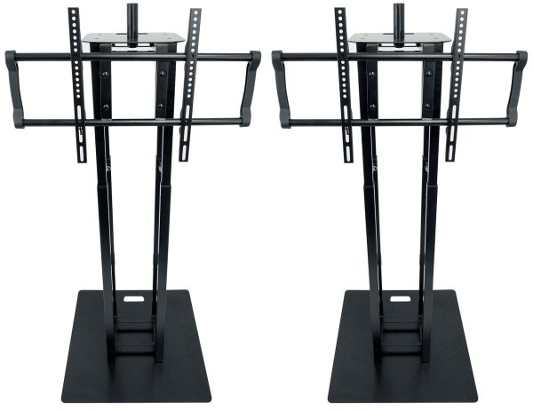 2) Rockville RTP33-TV Black Totem DJ Speaker Lighting Stands+Detachable TV Mount Fashion