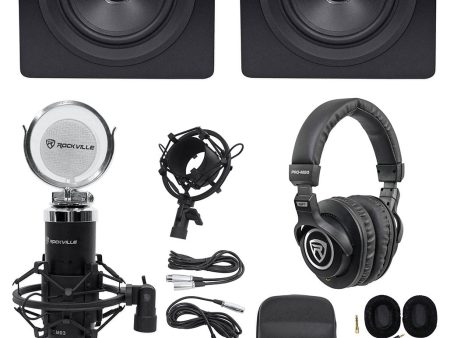 Rockville Home Studio Recroding Bundle w Interface+Monitors+Mic+Headphones Hot on Sale