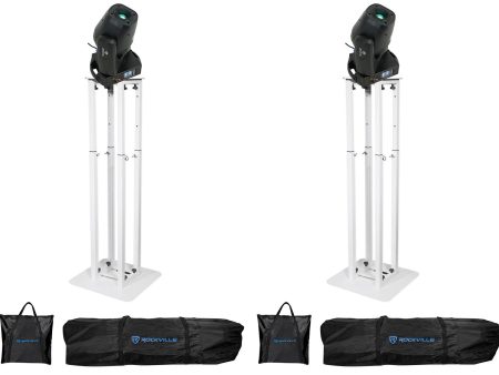 (2) Rockville ROCK SPOT 260W DJ Moving Head Spot Gobo Lights+White Totem Stands For Cheap