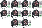 (10) Rockville BATTERY PAR 61 Rechargeable RGBWA+UV DMX DJ Wash Lights+Remotes Cheap