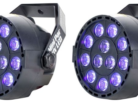 2 Eliminator Mini Par UV LED DMX Par Can Blacklights For DJ Stage Clubs Bars ADJ Sale