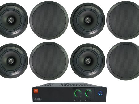 JBL CSA 280Z 2 x 80w Commercial 70v Amplifier Amp+(8) Black 8  Ceiling Speakers Cheap