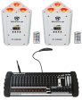 (2) Rockville RF WEDGE WHITE RGBWA+UV Wireless DMX Up Lights+384 Ch. Controller Online Hot Sale