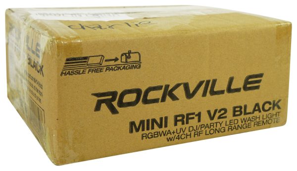 (2) Rockville Mini RF1 V2 Black RGBWA+UV DJ Party LED Wash Lights+4-Ch RF Remote Hot on Sale