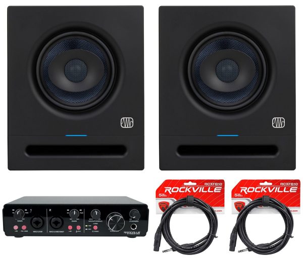 (2) Presonus Eris Pro 6 Powered 6  Studio Monitors Speakers + 2x2 USB Interface Online