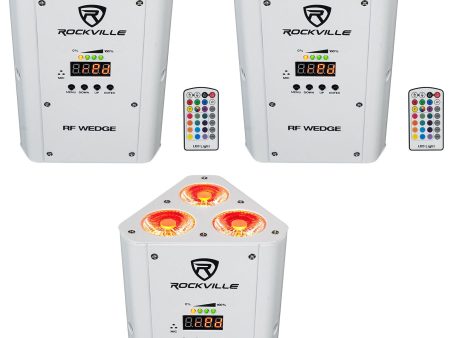 3 Rockville RF WEDGE WHITE RGBWA+UV Battery Wireless DMX DJ Up Lights+RF Remotes Cheap