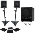 (2) Presonus Eris Pro 8 Powered 8  Studio Monitors+Stands+Pads+10  Subwoofer Fashion