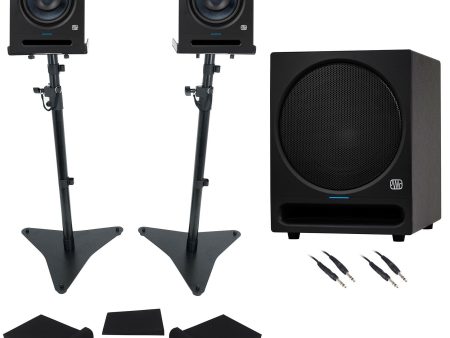 (2) Presonus Eris Pro 8 Powered 8  Studio Monitors+Stands+Pads+10  Subwoofer Fashion