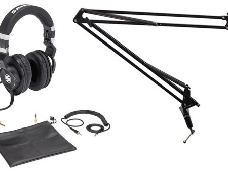 Samson Z-45 Studio Headphones w Lambskin Pads+Dynamic Microphone Mic+Boom+Cables Online Sale