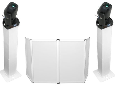 2) Rockville ROCK SPOT 260W DJ Moving Head Spot Lights+White Totem Stands+Facade For Cheap