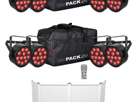 (2) Chauvet SlimPACK Q12 ILS (8) SlimPAR Q12 ILS Lights+Cables+Bag+Remote+Facade For Sale