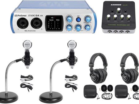 PRESONUS 2-Person Podcasting Podcast Recording Kit w Mics+Headphones+Goosenecks Online Hot Sale