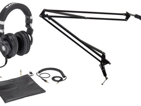 Samson Z-45 Studio Headphones w Lambskin Pads+Studio Mic+Shock Mount+Filter+Boom Online now