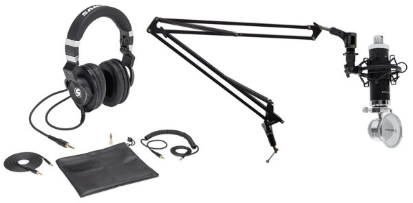 Samson Z-45 Studio Headphones w Lambskin Pads+Studio Mic+Shock Mount+Filter+Boom Online now