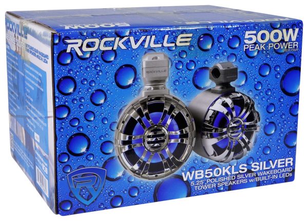 (2) Rockville 5.25  LED Metal Tower Speakers+Bluetooth Amplifier For ATV UTV RZR Online Hot Sale